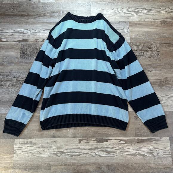 Haggar Generations XXL Black Blue Striped Cotton Sweater Y2K Emo Grunge - Picture 1 of 6